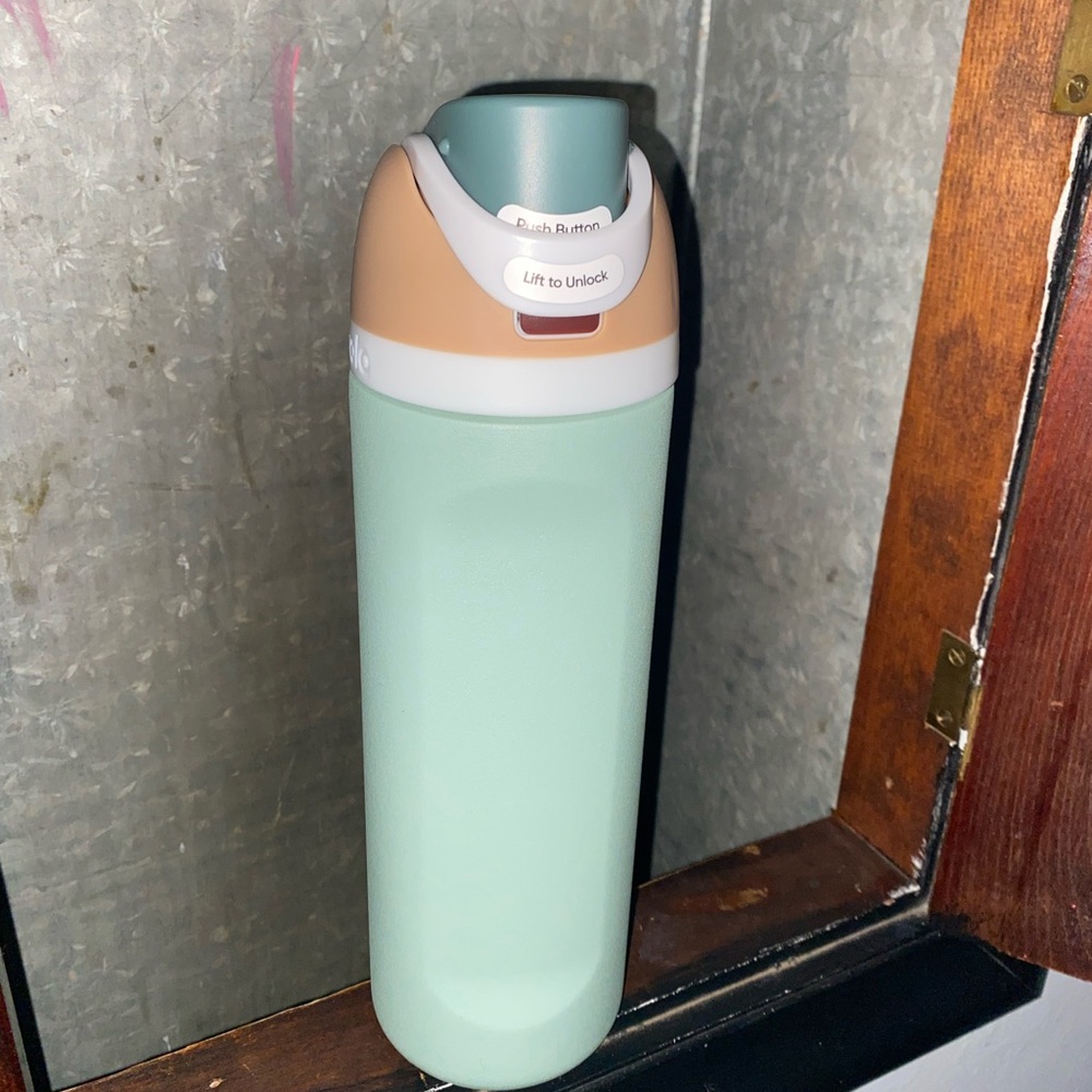 Mint Green and Tan Travel Mug